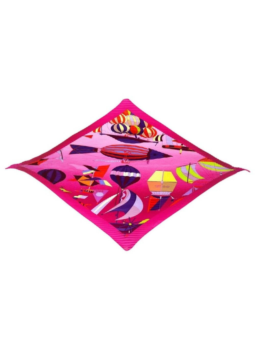 Hermes Pleated les Folies du Ciel Silk Pink Scarf